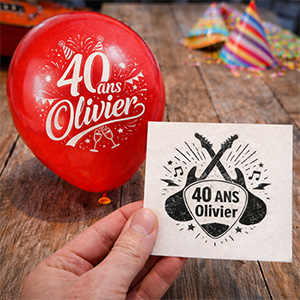 Ballon de baudruche personnalisé pour anniversaire et tatouage éphémère